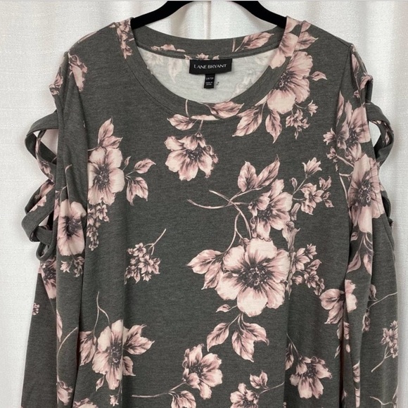 Lane Bryant Gray&Pink Floral Sweatshirt Dress Sz.14/16 - Picture 6 of 9
